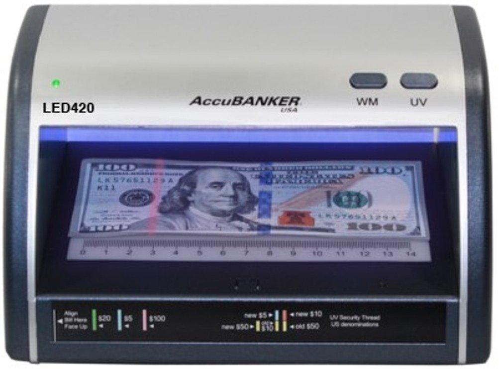 Accubanker Cash And Card Counterfeit Bill Detector, Money Checker With Led Uv Detection Led420 3 Year Warranty