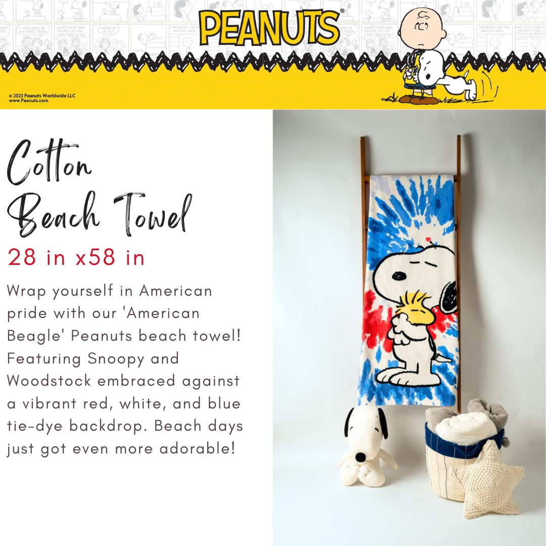 Franco Collectibles Peanuts Snoopy & Woodstock Super Soft Cotton Bath/Pool/Beach Towel, 58 In X 28 In, (100% Officially Licensed