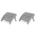 Mximu Folding Adirondack Ottoman, Plastic Adirondack Footstool, Premium All Weather Ottoman For Adirondack Chairs, Wide Use In Backyard, Garden, Lawn, Porch, Poolside (2, Grey)
