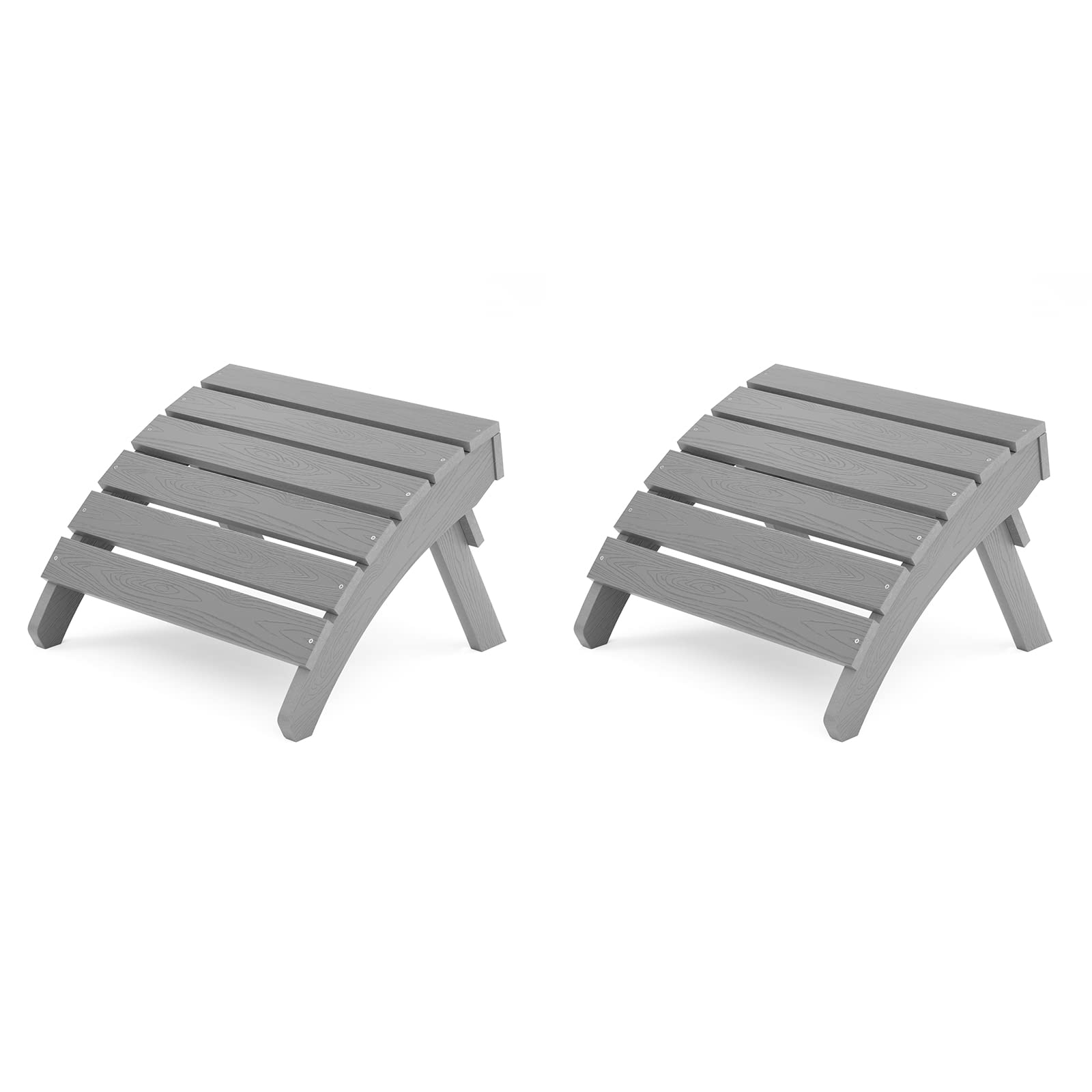 Mximu Folding Adirondack Ottoman, Plastic Adirondack Footstool, Premium All Weather Ottoman For Adirondack Chairs, Wide Use In Backyard, Garden, Lawn, Porch, Poolside (2, Grey)