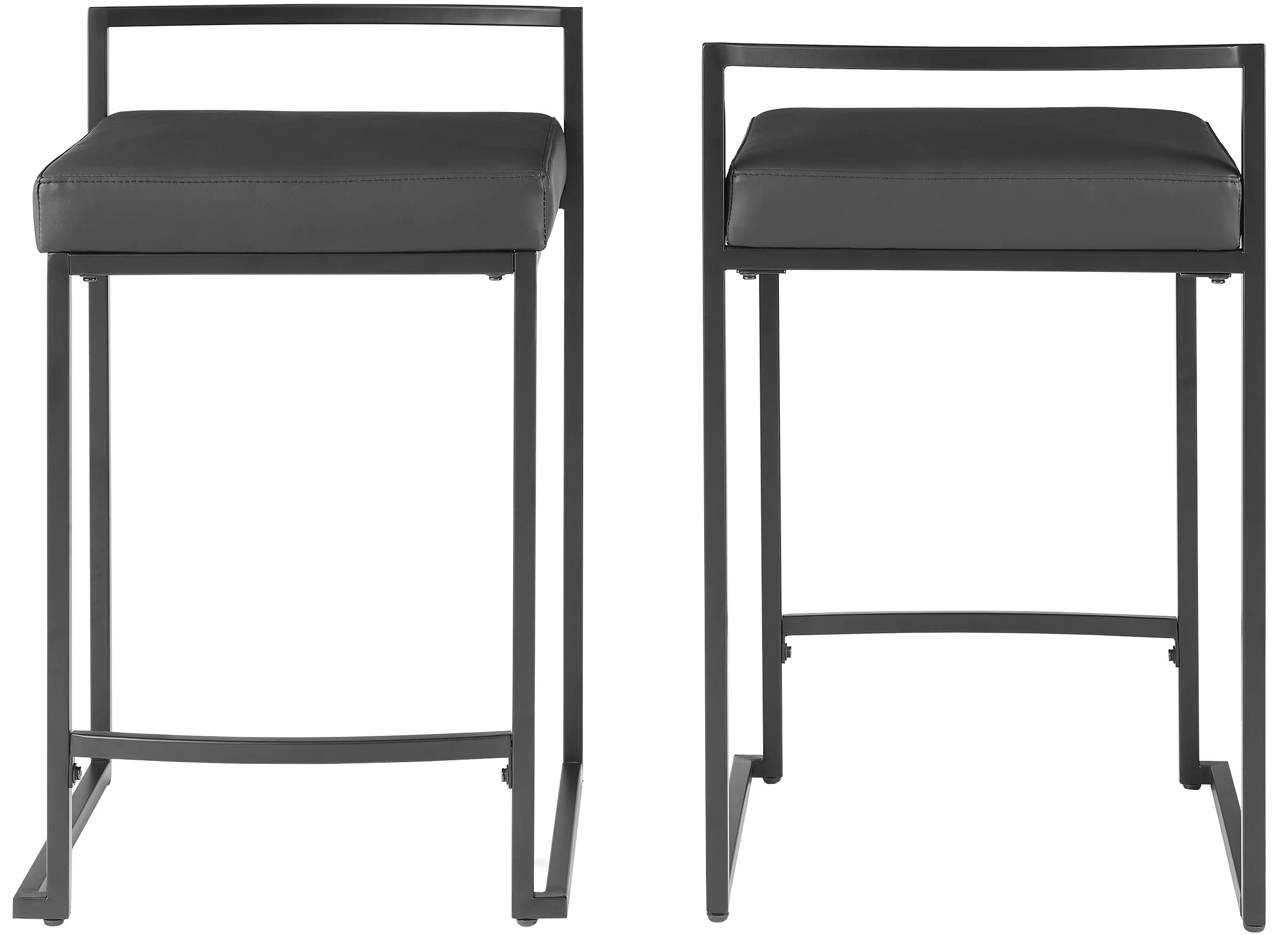 Crosley Furniture Harlowe Upholstered Seat Counter Height Bar Stools Set of 2, Kitchen and Dining, Matte Black