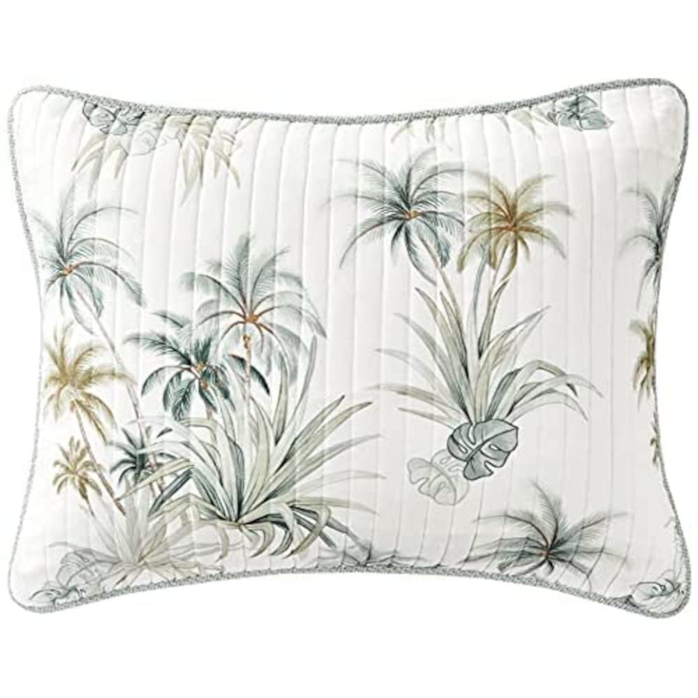 Tommy Bahama - King Sham, Cotton Bedding with Envelope Closure, Pre-Washed for Extra Softness (Serenity Palm Blue, 21 x 37)
