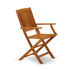 East West Furniture Bcmcana Beasley Patio Dining Folding Arm Chairs - Acacia Wood, Set Of 2, Natural Oil