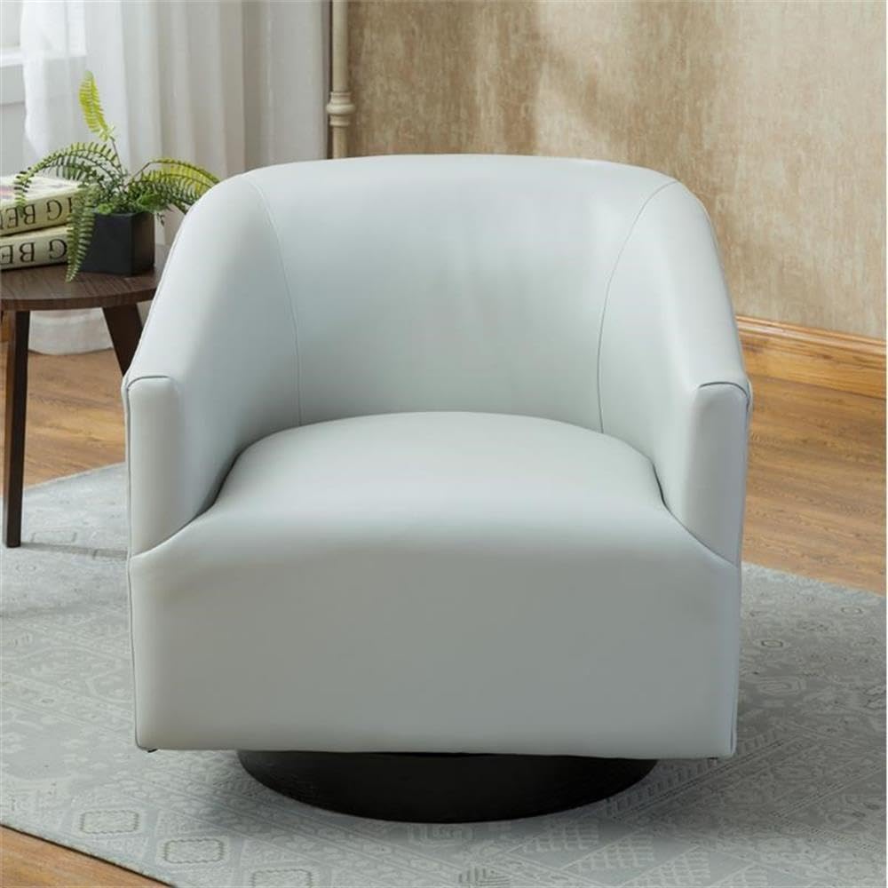 Comfort Pointe Gaven Dove Gray Faux Leather Wood Base Swivel Accent Chair
