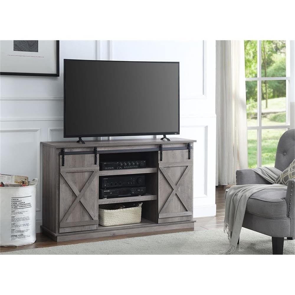 Acme Bellona 2-Door Wooden TV Stand with Shelves in Gray