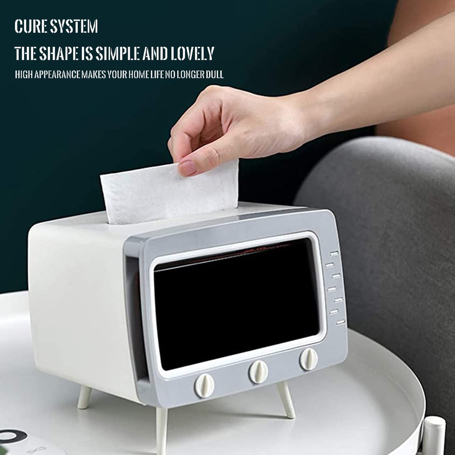 Sgvahy Tissue Box Holder Retro Tv Tissue Box Cover Cute And Practical Cell Phone Holder Tampon Holder For Bathroom, Kitchen, Bed