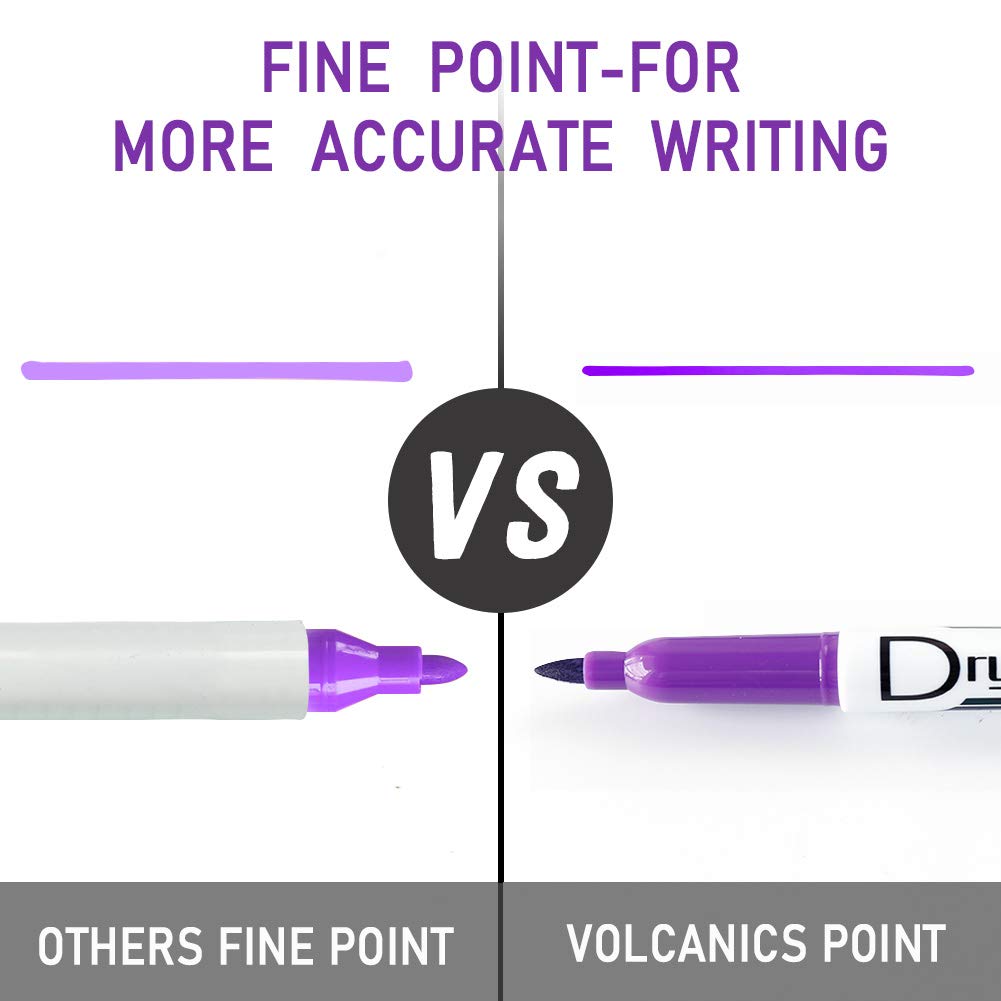 Volcanics Purple Dry Erase Markers Low Odor Fine Whiteboard Markers Thin Box Of 12