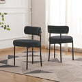 EDWELL Boucle Dining Chairs Set of 2, Round Upholstered Dining Room Chairs with Black Metal Legs, Modern Kitchen Chair for Dinin