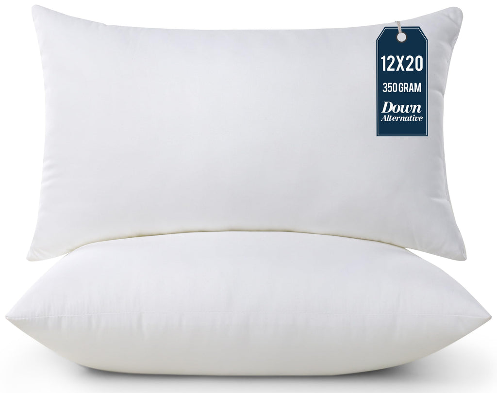 Utopia Bedding Throw Pillows Insert (Pack Of 2, White) - 12 X 20 Inches Bed And Couch Pillows - Indoor Decorative Pillows