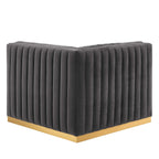 Modway Conjure Channel Tufted Performance Velvet Right Corner Chair in Gold/Gray