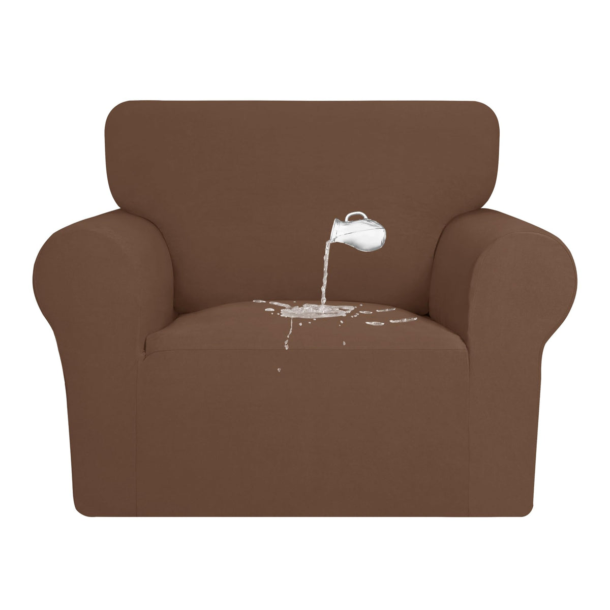 Purefit 100% Dual Waterproof Couch Cover Slipcovers For Couches And Sofas - Stretch Non Slip Fleece Sofa Covers Washable, Leakproof Furniture Protector For Kids, Pets, Dog (Chair, Brown)
