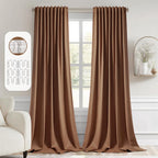 Miulee Back Tab Blackout Curtains 120 Inch Long 2 Panels Set For Living Room Bedroom, Rod Pocket/Pinch Pleated Extra Long Thermal Insulated Room Darkening Light Blocking 10Ft Drapes, Cappuccino Brown