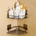 NEVEX Bathroom Wall Rack  Pack of 2, SelfAdhesive Corner Shelf Stainless Steel Wall Shelf (Number of Shelves  2, Black)