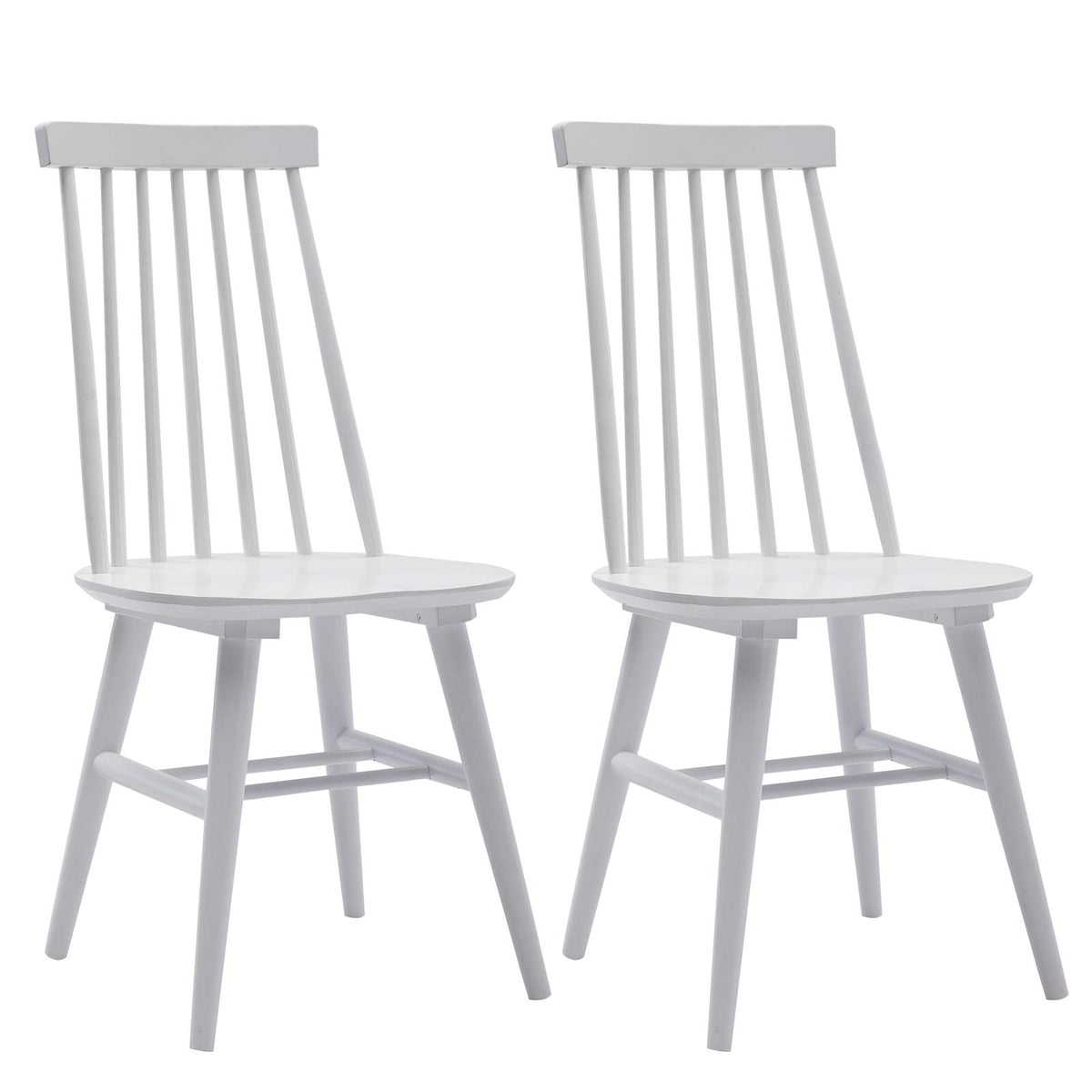 Duhome Dining Chairs Set Of 2, Wood Dining Room Chair Slat Back Kitchen Room Chair Windsor Chairs, White