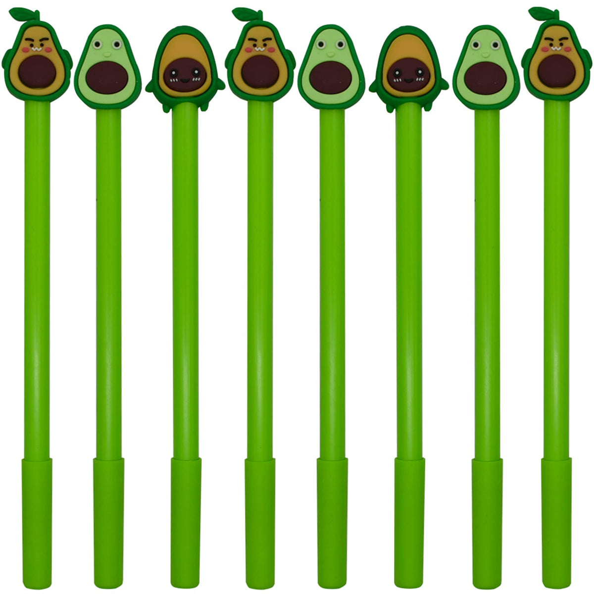 Maydahui 12Pcs Avocado Gel Pen Cute Fruit Pens Cartoon Expression Style Black Ink For School Office Home
