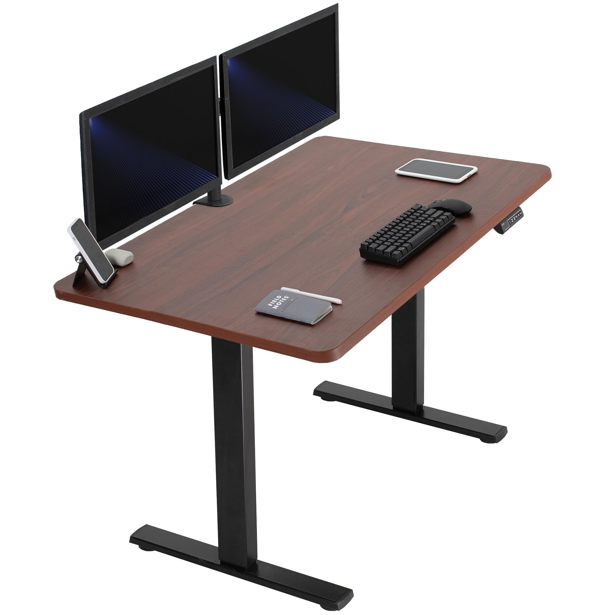 VIVO Electric 48 x 30 in Standing Desk, Memory Height Adjustment, 1B Series, Holds 220 lbs, One-Piece Dark Walnut Top, Black Fra