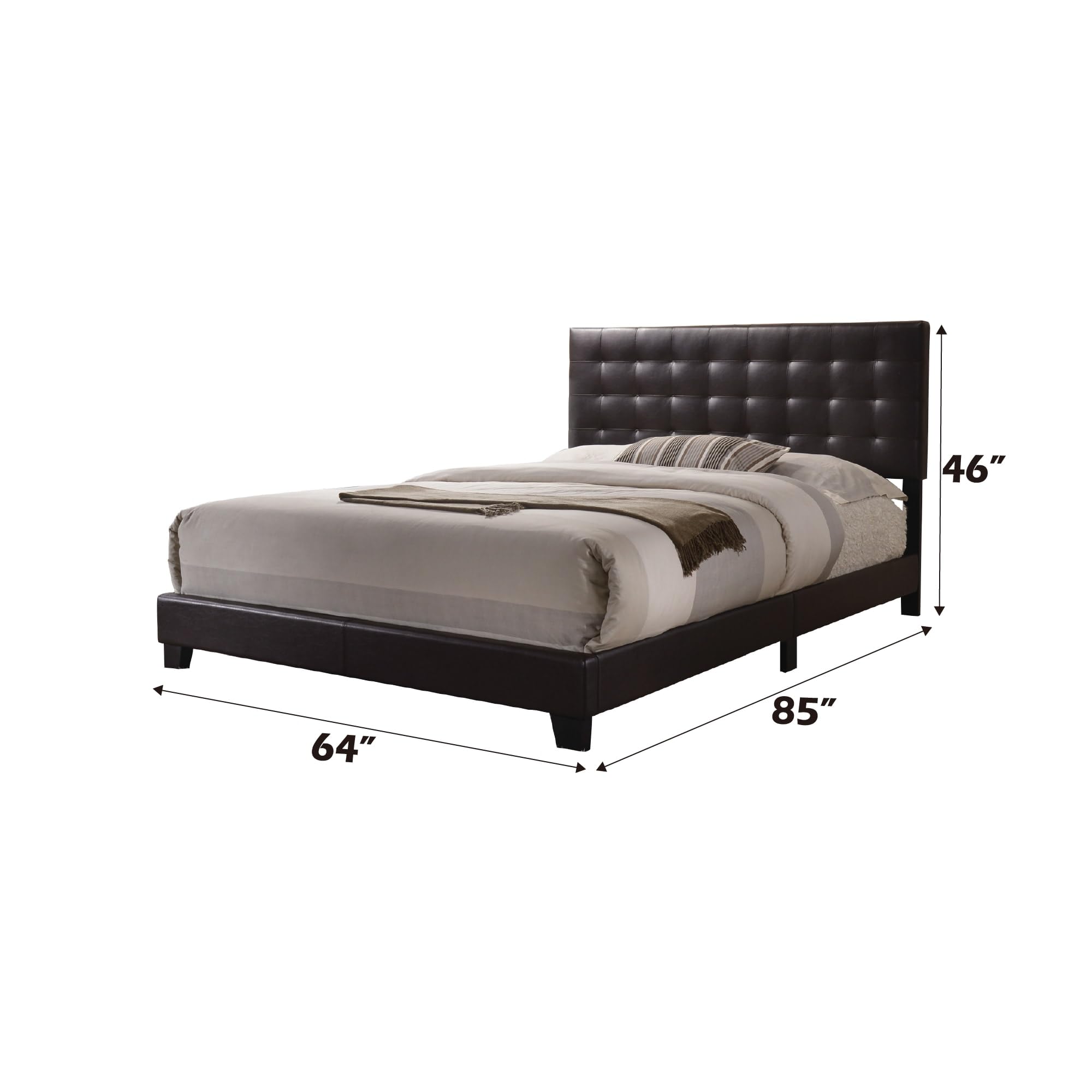Acme Masate Faux Leather Upholstered Queen Panel Bed in Espresso