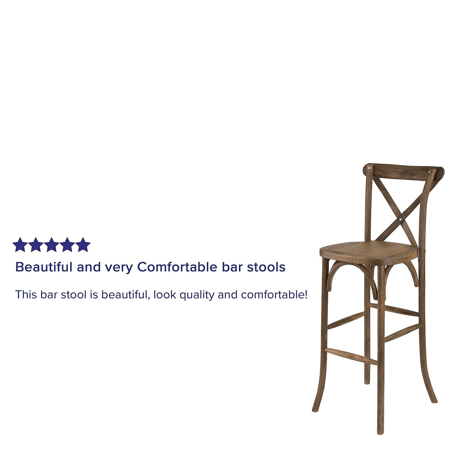 Flash Furniture Hercules Series Dark Antique Wood Cross Back Barstool