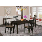 East West Furniture CAAN5-CAP-C 5 Piece Dining Set Includes a Rectangle Dining Room Table and 4 Linen Fabric Upholstered Kitchen Chairs, 36x60 Inch, Cappuccino