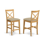 East West Furniture EDPB5-OAK-C 5 Piece Counter Height Dining Set Includes a Round Kitchen Table with Pedestal and 4 Linen Fabric Dining Room Chairs, 30x30 Inch, Oak
