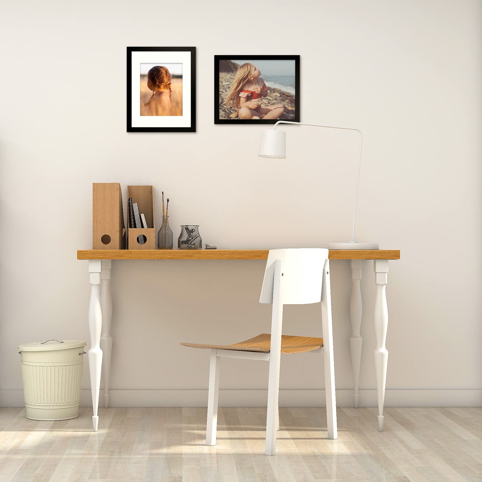 Golden State Art, Simple And Stylish Picture Frame With Ivory Color Mat & Real Glass (11X14, Black)