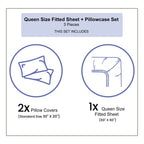 Ambesonne Happy Camp Fitted Sheet & Pillow Sham Set, Nature Theme Elements For Camping Bonfire Outdoor Activities, Decorative Pr