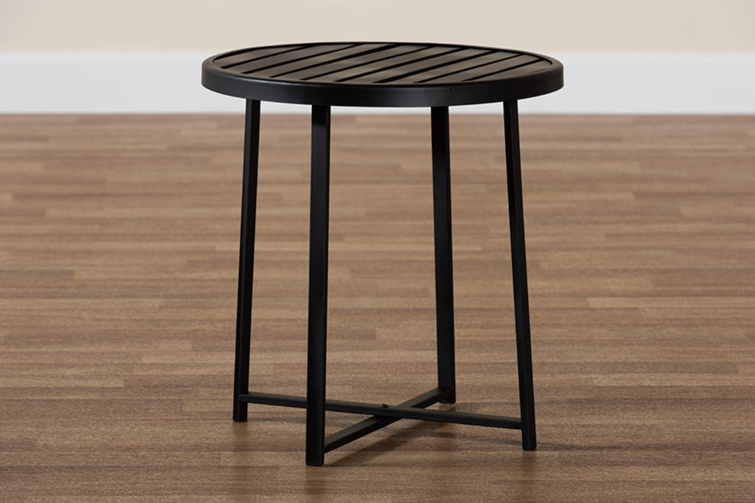 Baxton Studio Sadiya Modern Industrial Black Finished Metal Outdoor Side Table