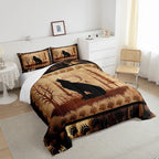 Cute Wolf Comforter Set For Girls Boys Kids Wolves Howling Bedding Set Room Decoranimal Wolves Tree Bedding Set Exotic Brown Bla