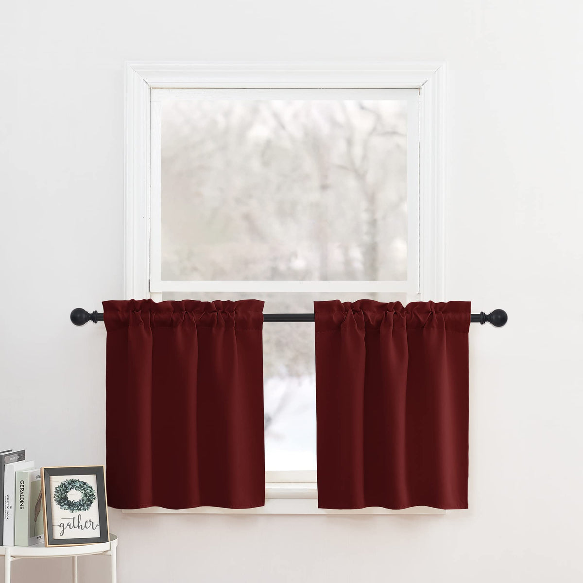 Nicetown Small Window Curtain Valances For Basement Blackout Short Window Covering For Kitchen Cabinet Cupboards, 29' Width X 2