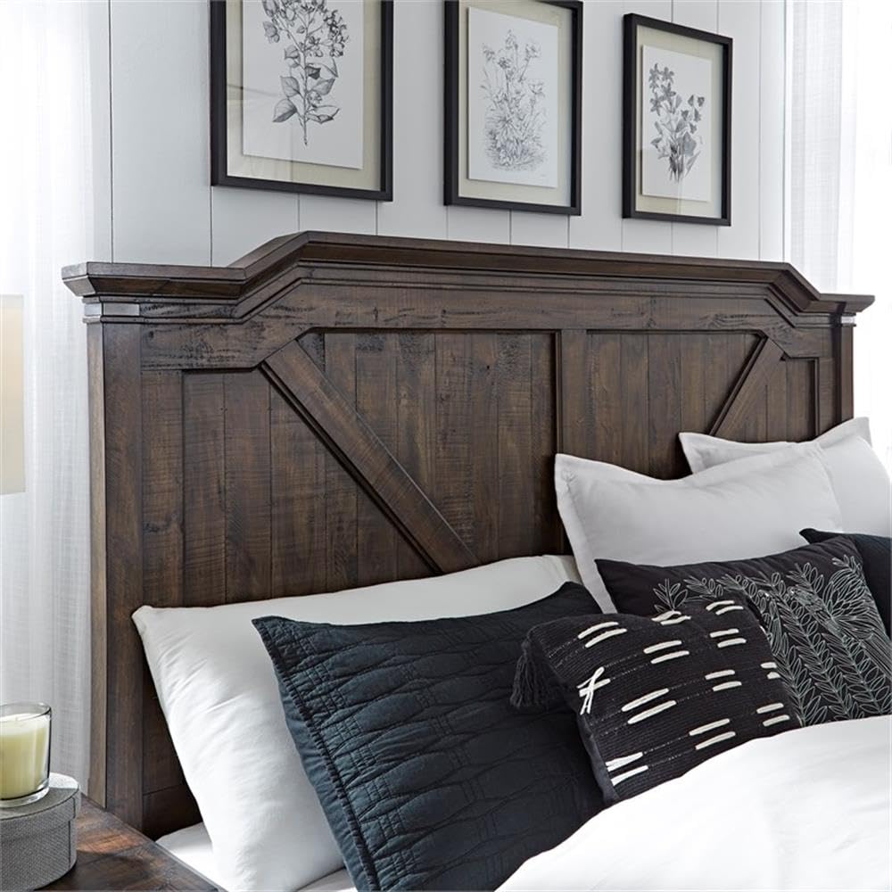 American Woodcrafters Farmwood Rustic Brown Wood Queen Panel Headboard
