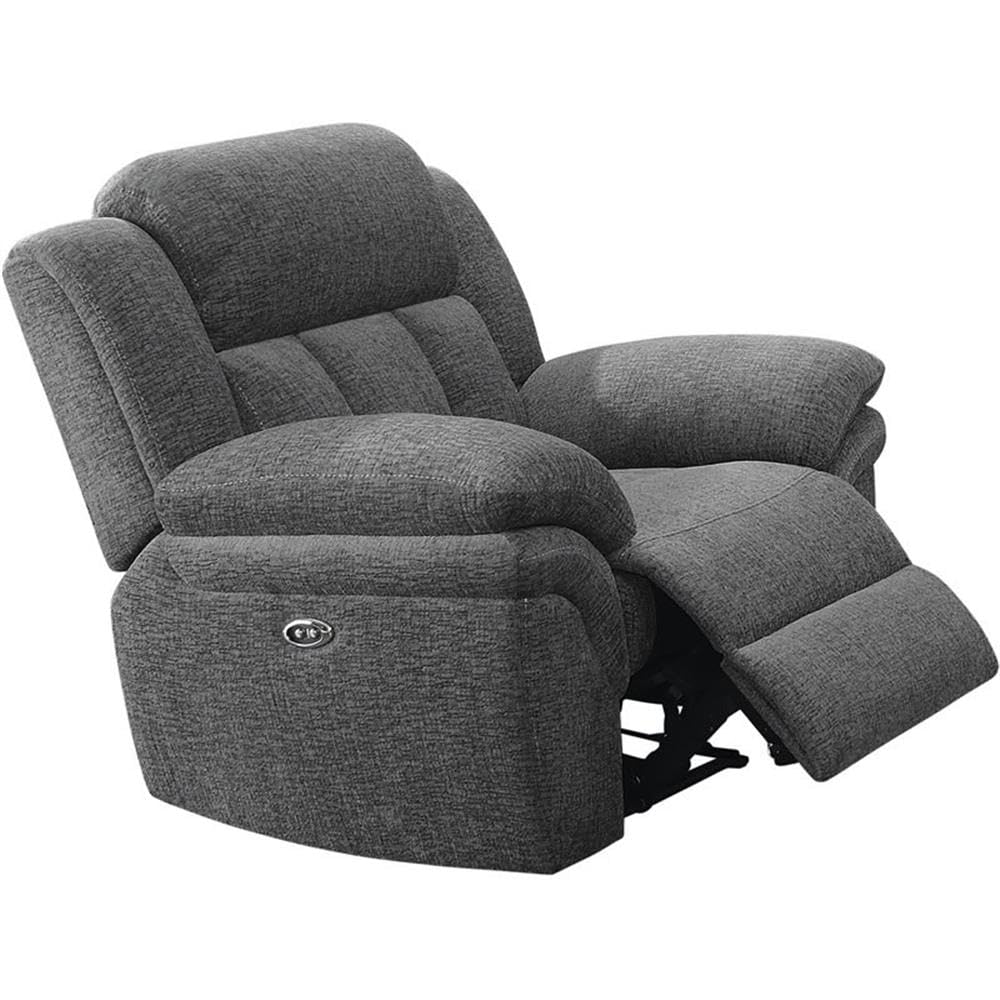 Coaster Home Furnishings Bahrain Upholstered Charcoal Power Glider Recliner, 609543P