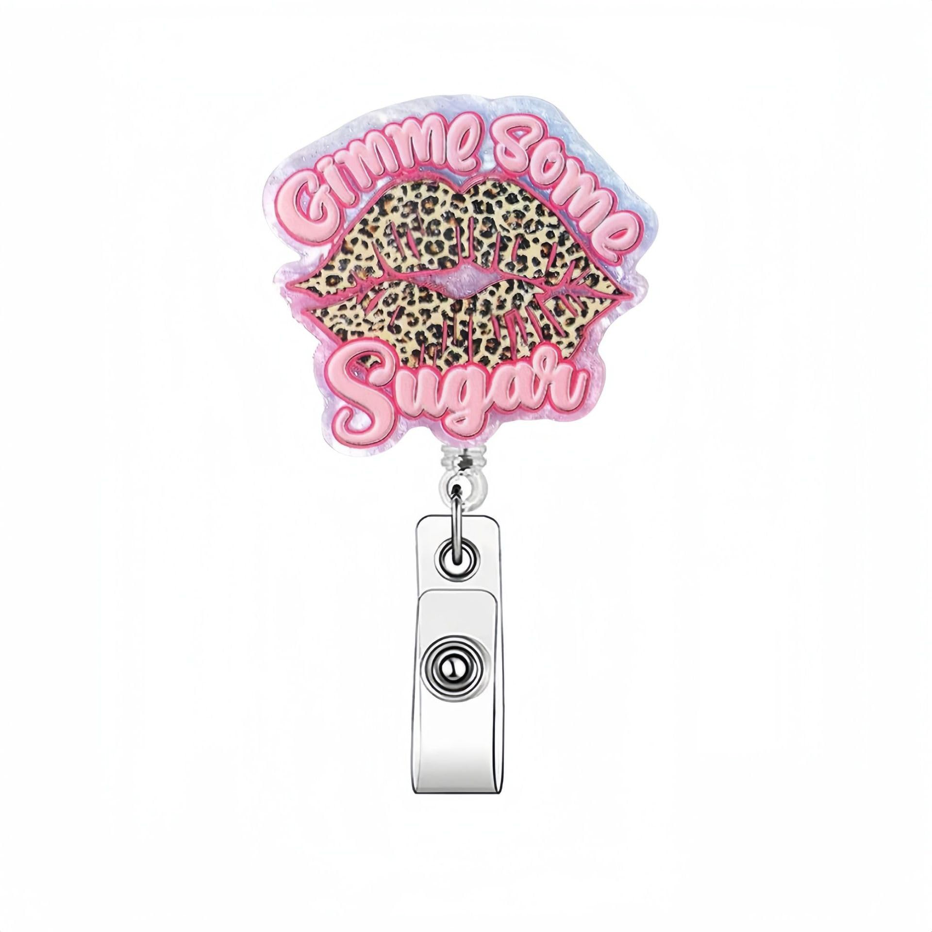 Valentines Day Badge Reel,Sexy Lip Badge Reels Retractable,Leopard Point Retractable Badge Holder With Swivel Alligator Clip,Ret