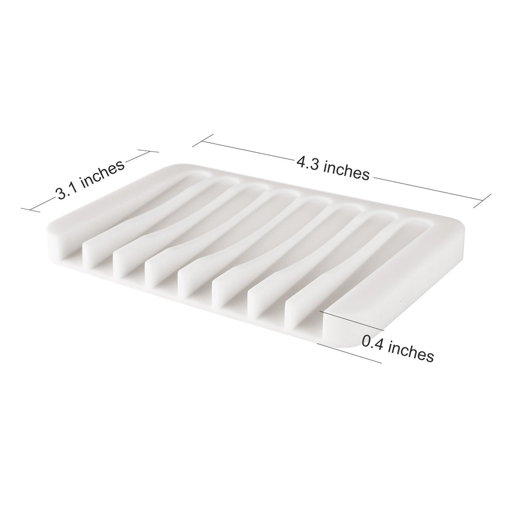 Anwenk Soap Dish Soap Holder Tray Saver Drainer For Shower Bathroom,Silicone Soap Dish Waterfall & Anti-Slip Design, White, 3 Pa