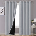Youngstex Light Grey 100% Blackout Curtains For Living Room 84 Inches Length, Double Layer Grommet Thermal Full Room Darkening B