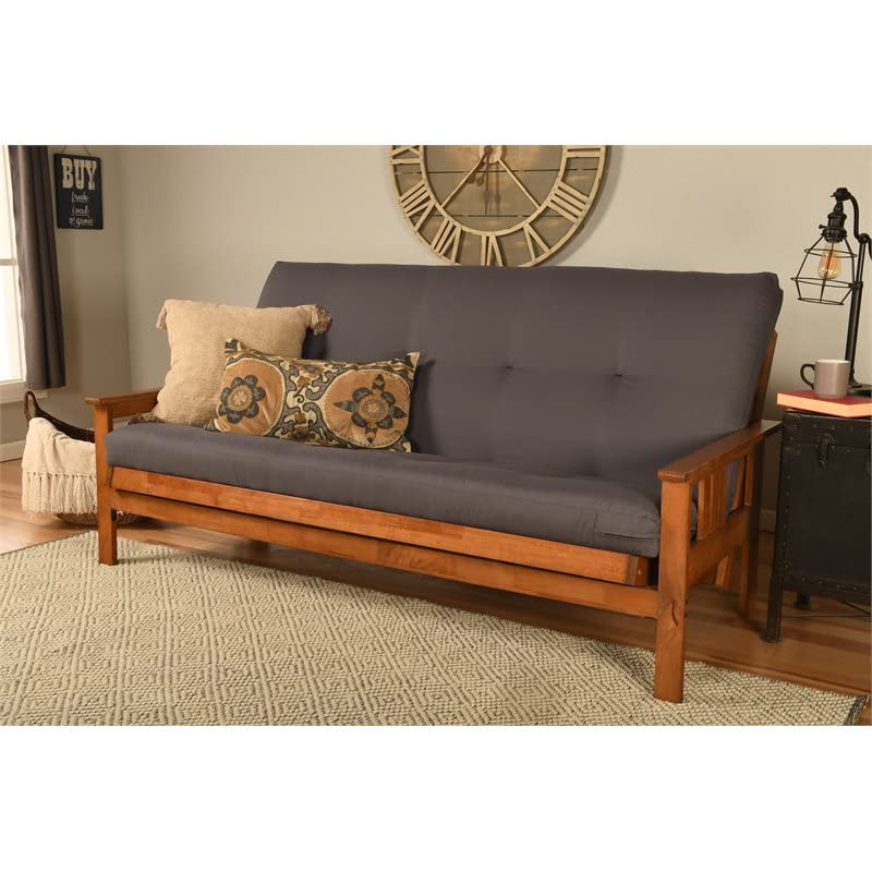Kodiak Furniture Monterey Barbados Wood Futon with Twill Gray Mattress