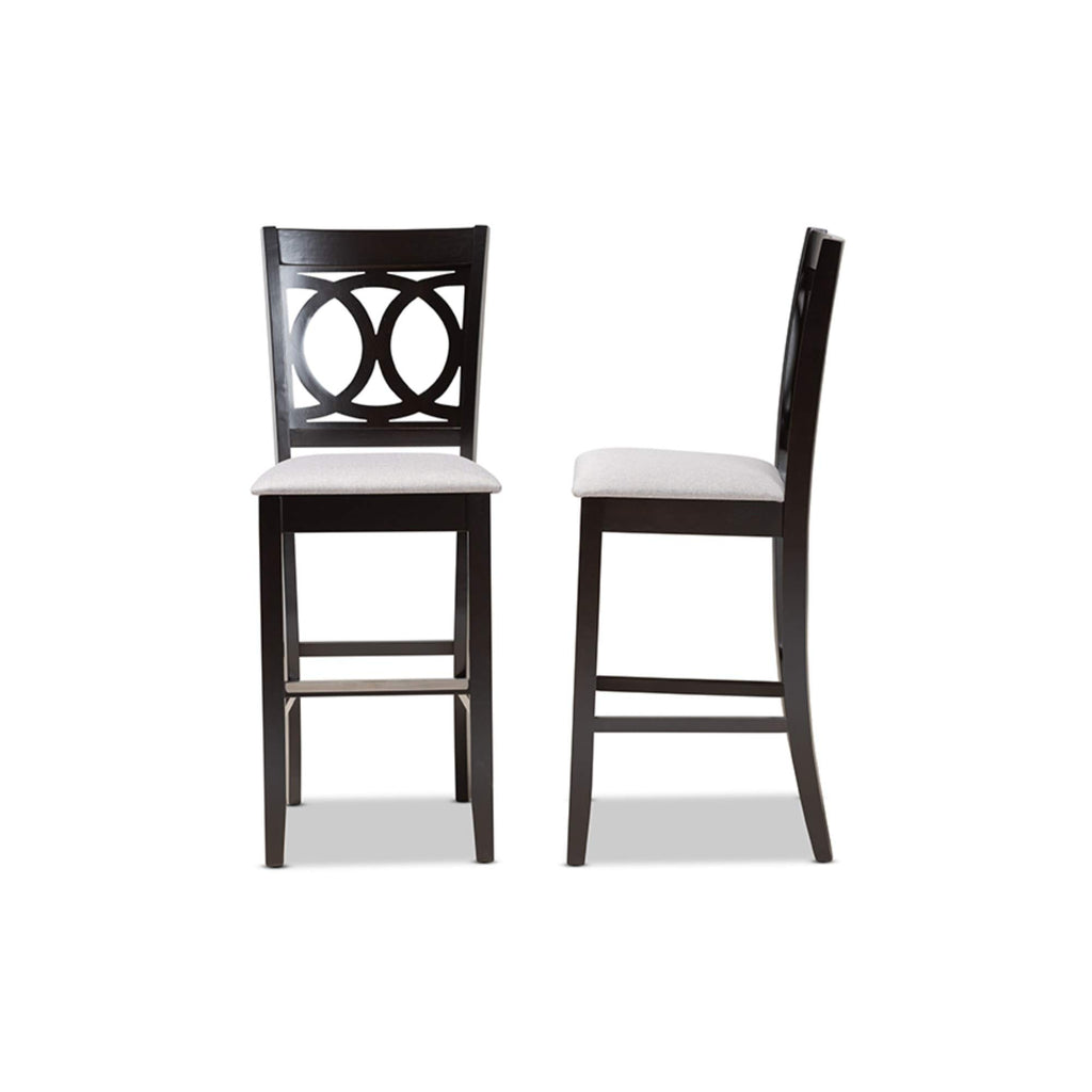 Baxton Studio Carson Modern and Contemporary Grey Fabric Upholstered and Espresso Brown Finished Wood 2-Piece Bar Stool Set
