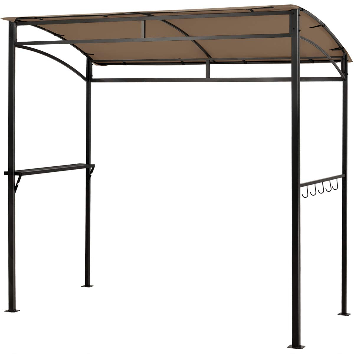 Tangkula 7Ft Grill Gazebo, Patio Barbecue Canopy With Serving Shelf And Storage Hooks, Curved Grill Shelter W/Heavy-Duty Steel F