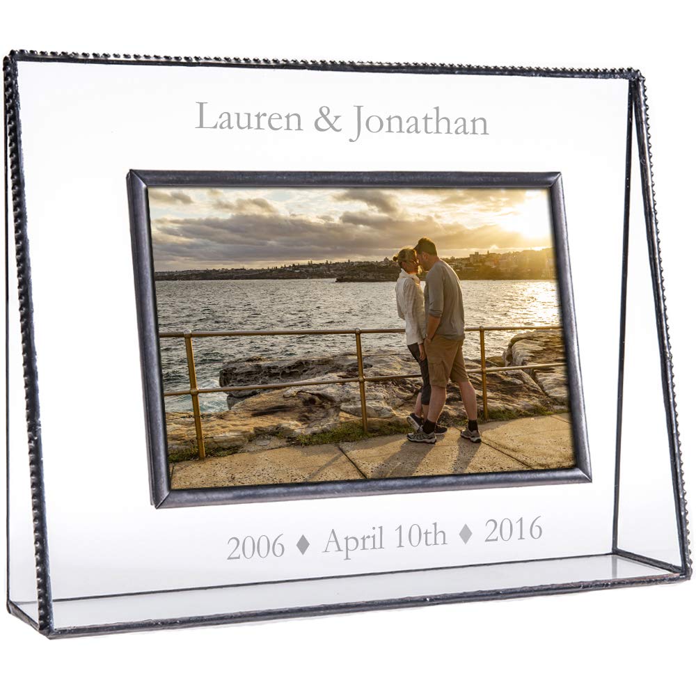Anniversary Picture Frame Personalized Photo Display Clear Glass 1st 5th 10th 15th 20th 25th 30th 35th 40th 45th 50th J Devlin P