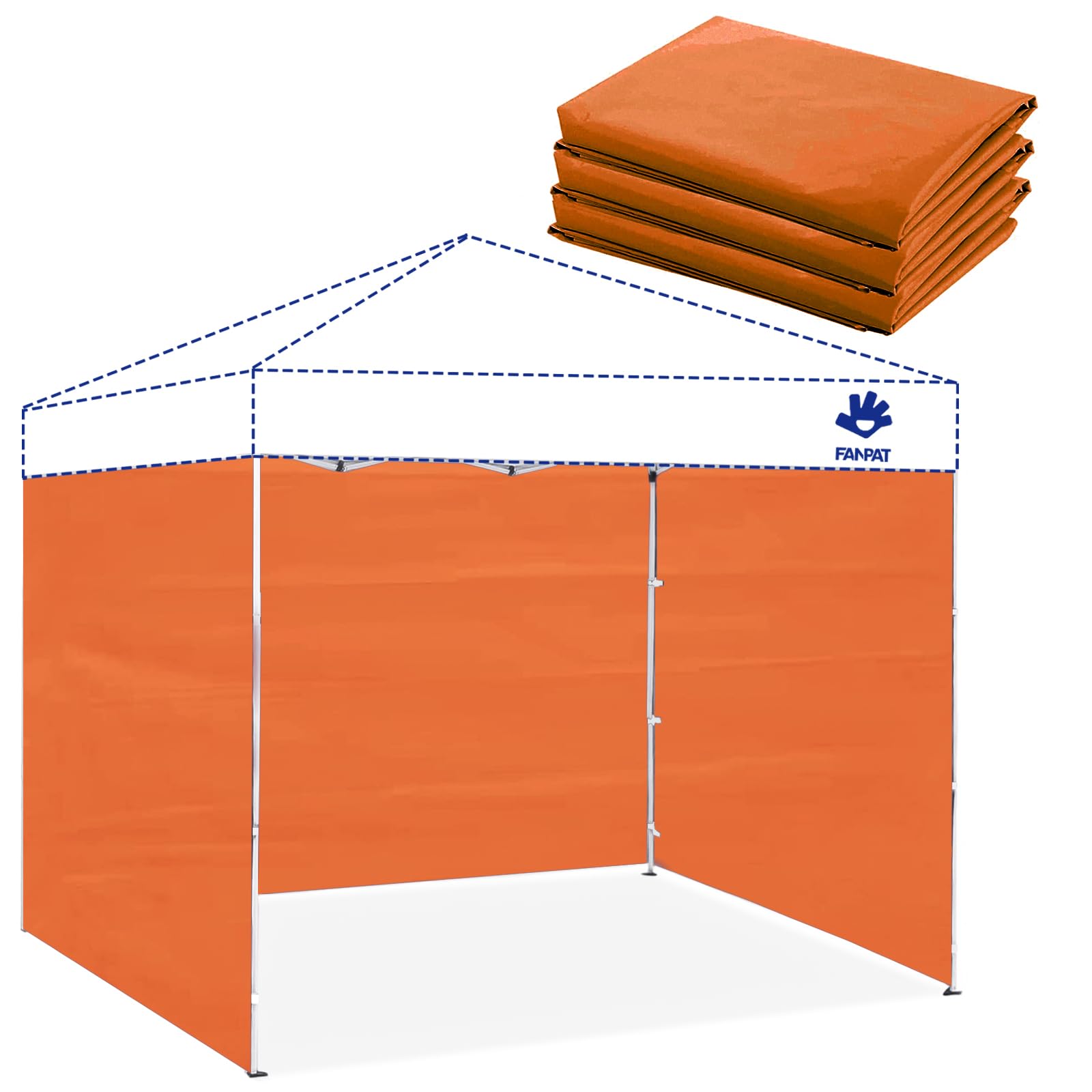 Fanpat Instant Canopy Tent Sidewalls For 10X10 Pop Up Canopy Waterproof, 99% Uv Protection, 3 Piece Sidewalls, Orange(3Pcs Sidew