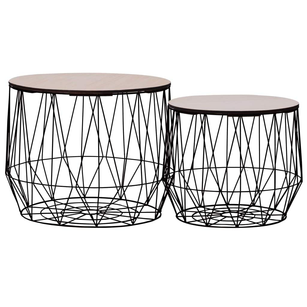 vidaXL 2-Piece Round Coffee Table Set - Thumbnail 5