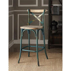 Acme Zaire Armless Bar Stool with Wooden Seat in Antique Sky and Antique Oak