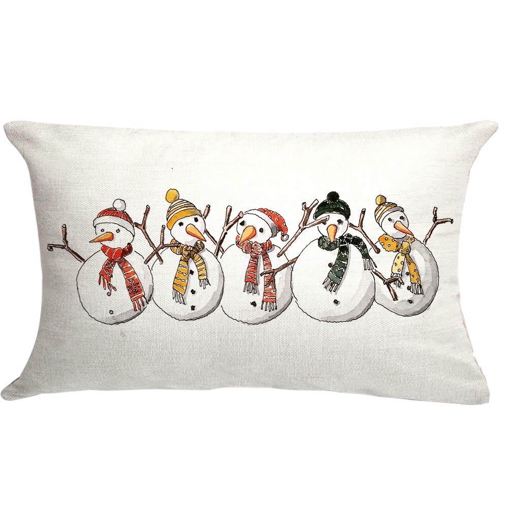 Gtext Christmas Decor Snowman Pillow Cover Cuhion Cover Christmas Throw Pillow Cover Tartan Cushion Cover Case For Couch Sofa Ho