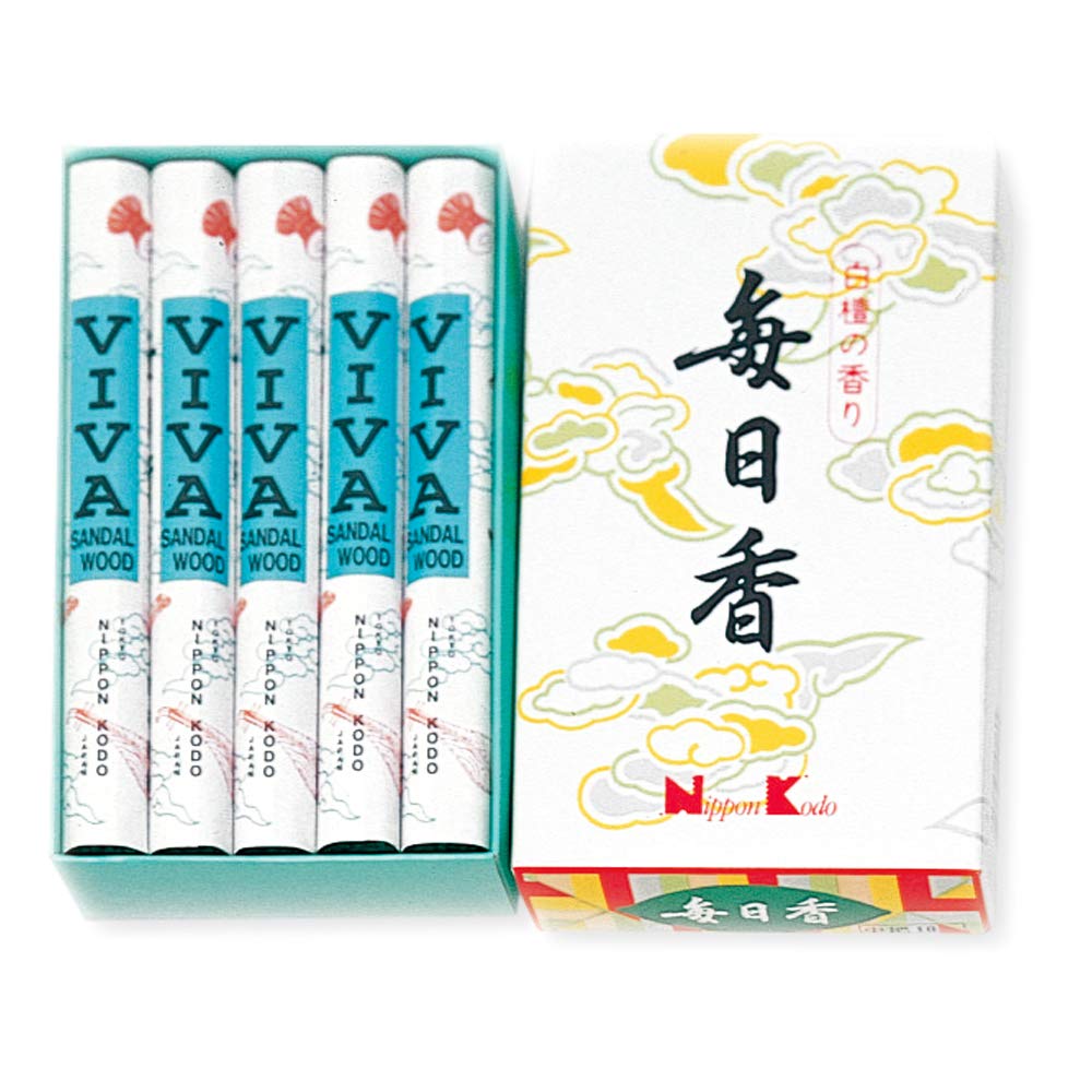 MAINICHI-KOH Viva Sandalwood Reg. 10 rolls by NIPPON KODO, Japanese Quality Incense, Since 1575