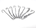 Yueton 8Pcs Mixed Pattern Antique Silver Metal Carved Hook Bookmarks