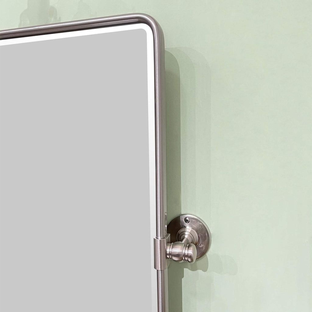 Tehome 40X30'' Brushed Nickel Horizontal Pivot Mirror 30X40'' Metal Framed Rectangle Tilting Beveled Vanity Mirrors For Wall