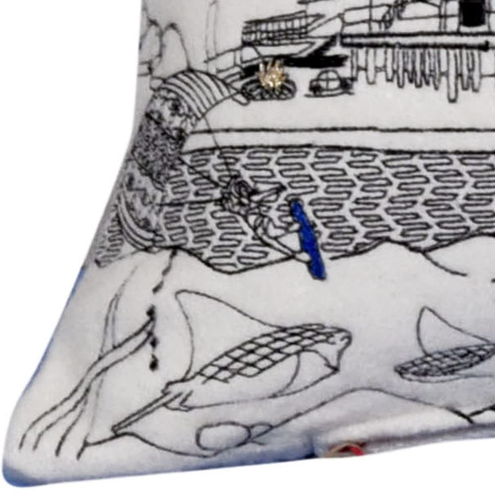 HomeRoots Cream 35' White Homer Spit Daylight Skyline Lumbar Decorative Pillow
