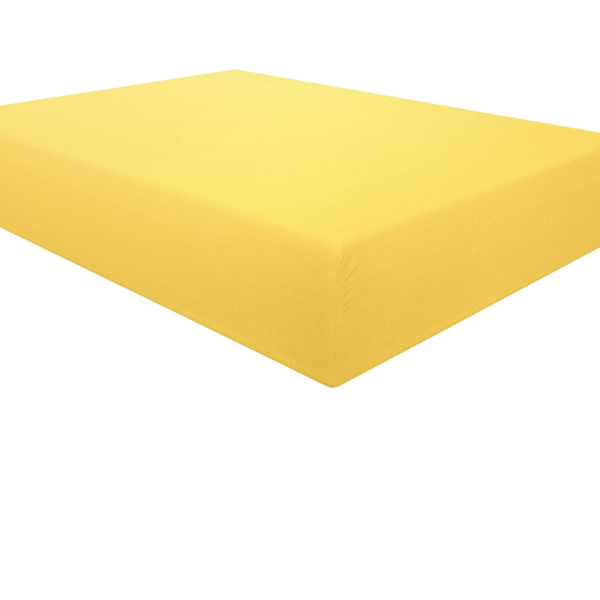 Ntbay 100% Brushed Microfiber Twin Extra-Long Fitted Sheet, 1800 Super Soft And Cozy, Wrinkle, Fade, Stain Resistant Deep Pocket Fitted Bed Sheet Only, Yellow