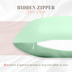 Elegant Comfort Silky And Luxurious 2-Piece Satin Pillowcase Set For Healthier Skin And Hair, Hidden Zipper Closure And Beautifully Packaged, Satin Pillowcase Set, King, Mint Green