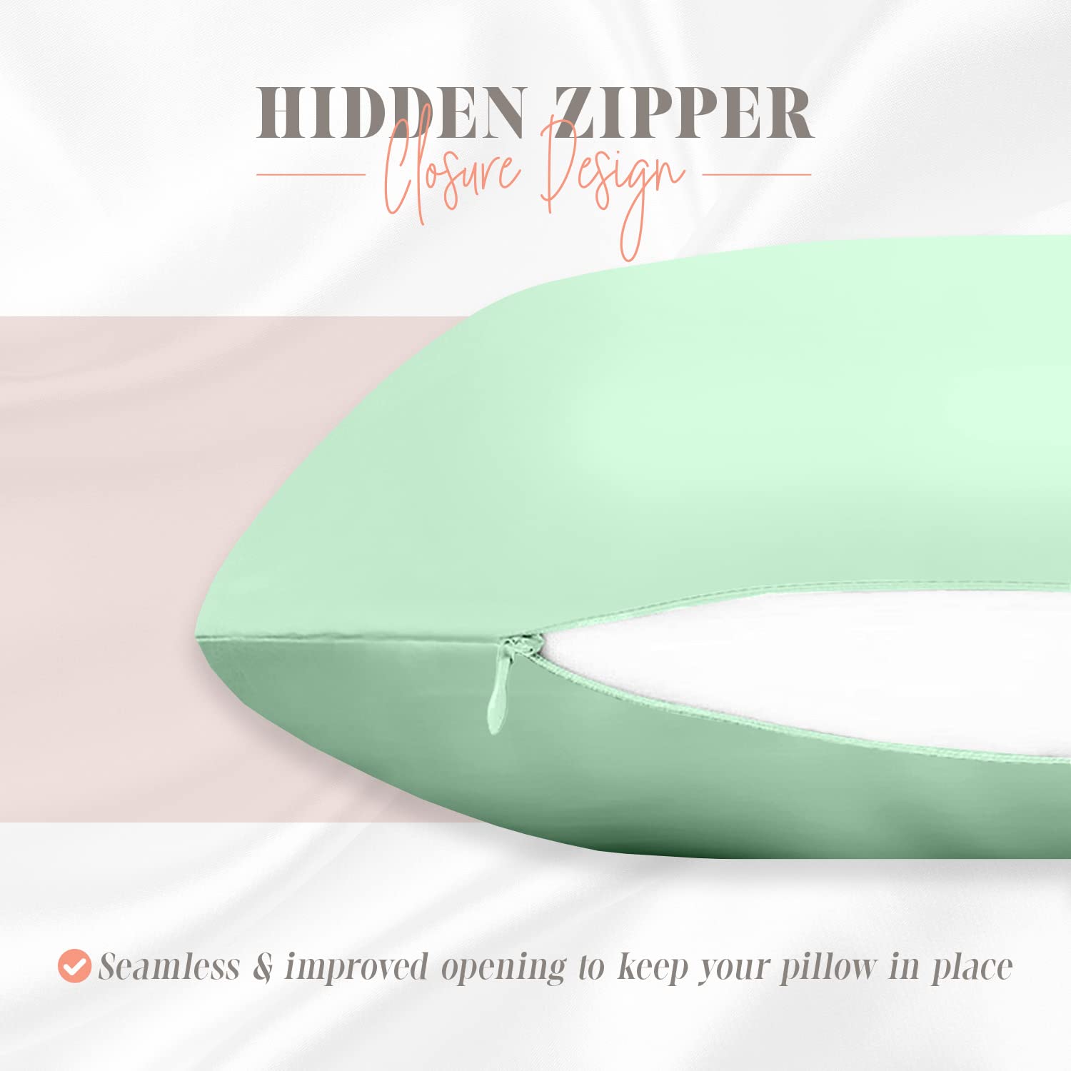Elegant Comfort Silky And Luxurious 2-Piece Satin Pillowcase Set For Healthier Skin And Hair, Hidden Zipper Closure And Beautifully Packaged, Satin Pillowcase Set, King, Mint Green