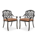 Meetwarm 2 Piece Patio Dining Chairs With Cushions, Outdoor All-Weather Cast Aluminum Chairs, Patio Bistro Dining Chair Set Of 2